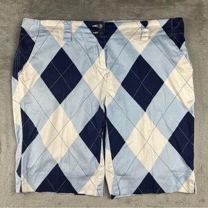 Loudmouth Navy and Light Blue Argyle Women's Bermudas